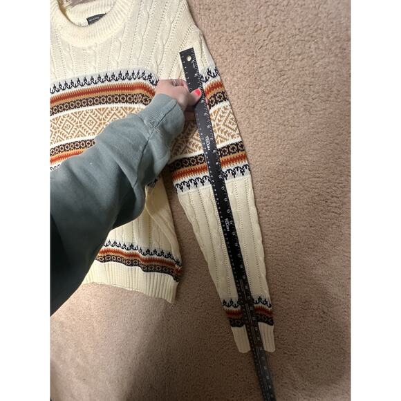 Vtg JCPenney's Men's Cream Rust Knit Fair Isle Nordic Ski Sweater Size M 70’s EC - Picture 14 of 15